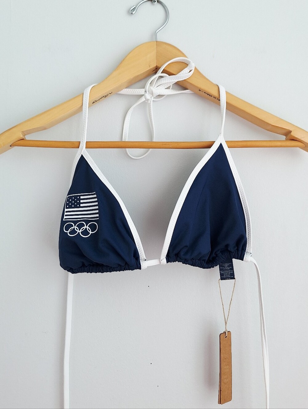 SKIMS x Team USA Olympic Signature Swim Triangle Bikini Top Navy L